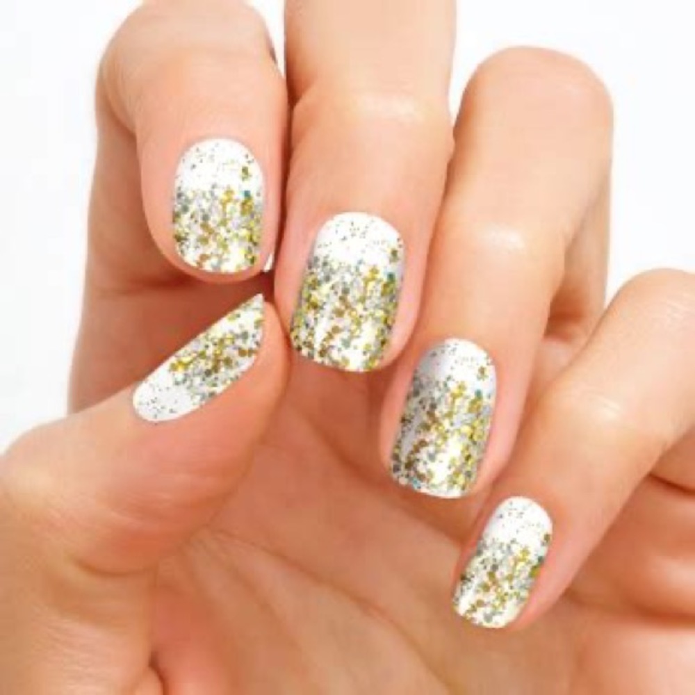 Color Street Champagne Wishes Gold and Silver Glitter Nail Strips NWT